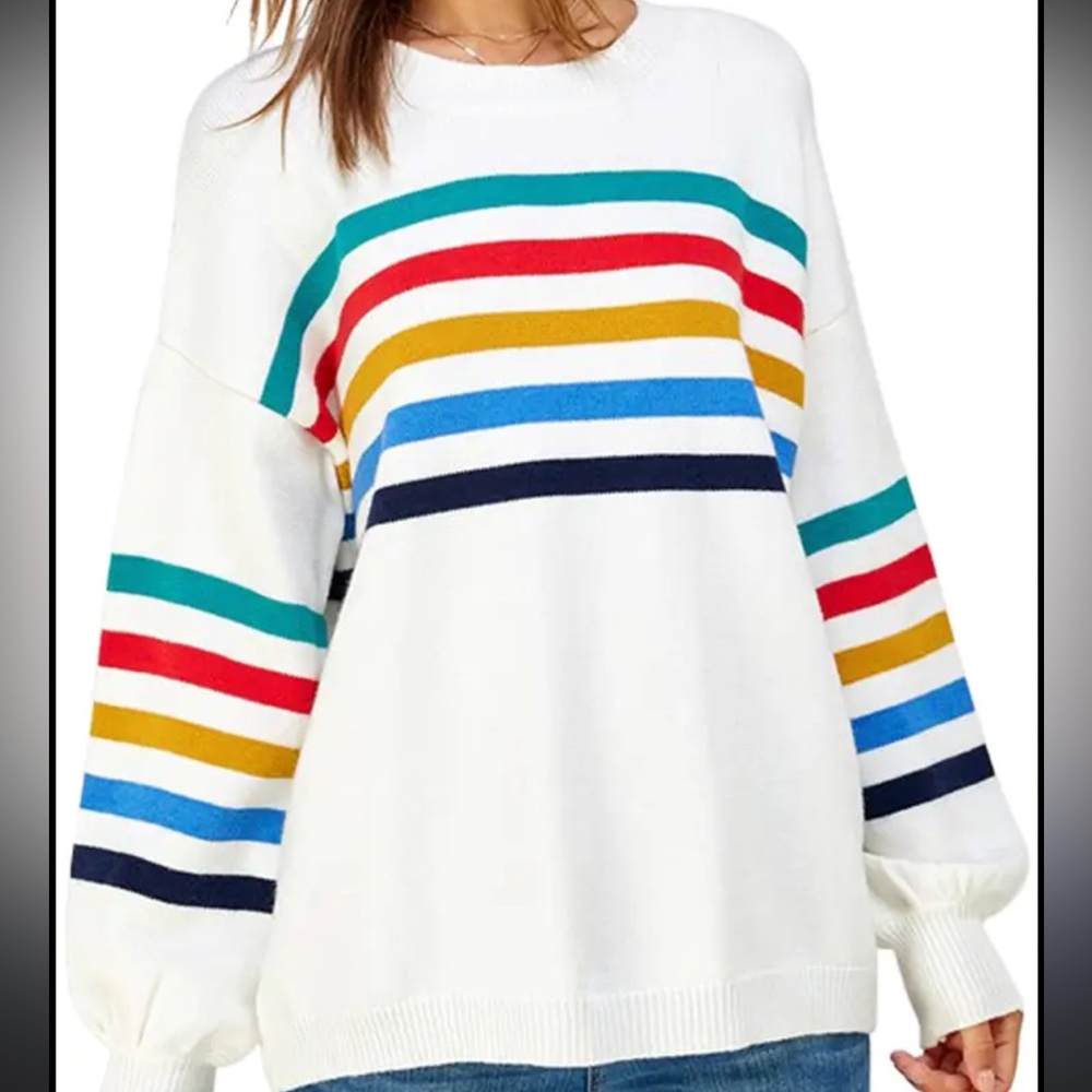 Multicolor Striped Knit Sweater